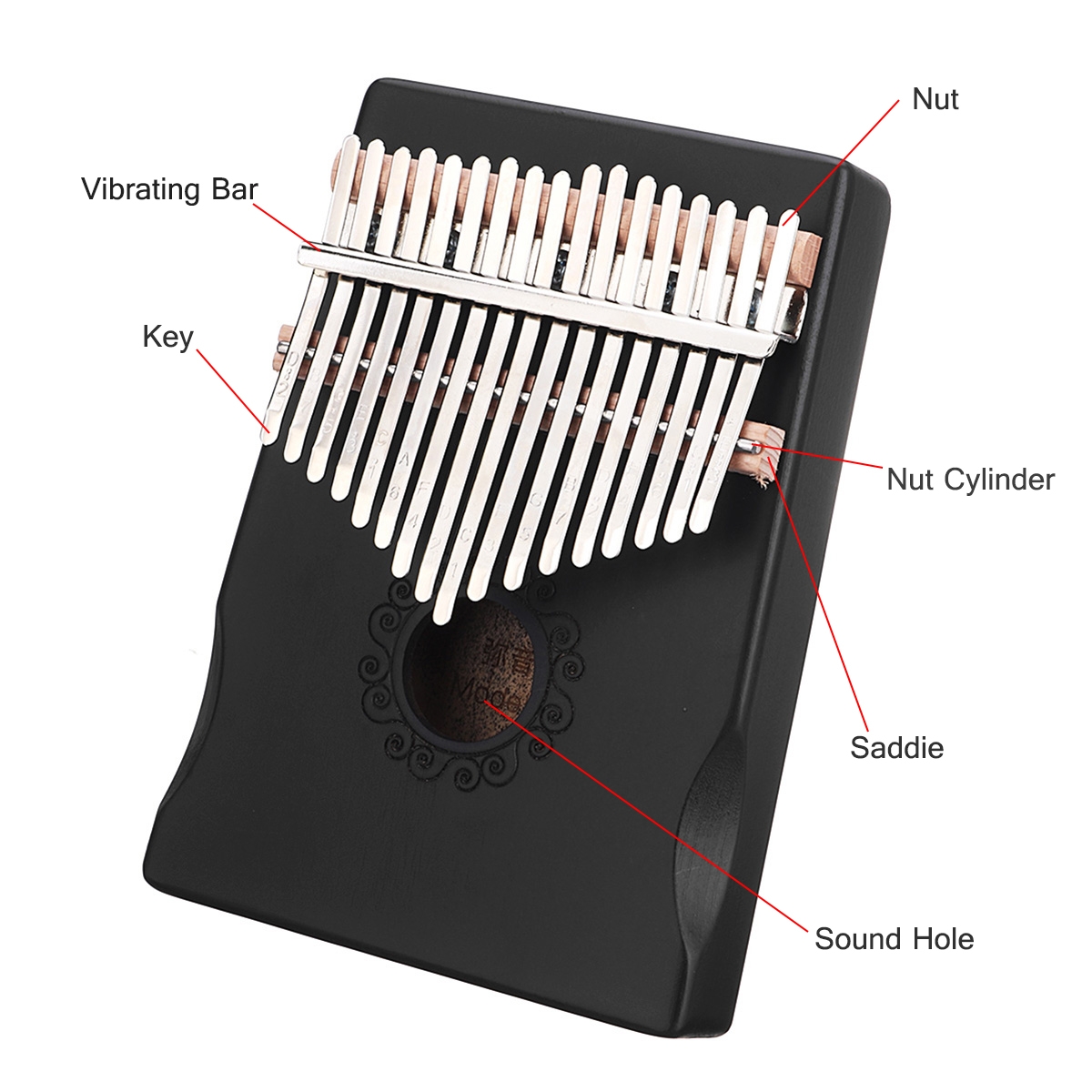 17 Keys Pine Wood Kalimbas Mbira Thumb Piano Set Musical Instrument With Sticker