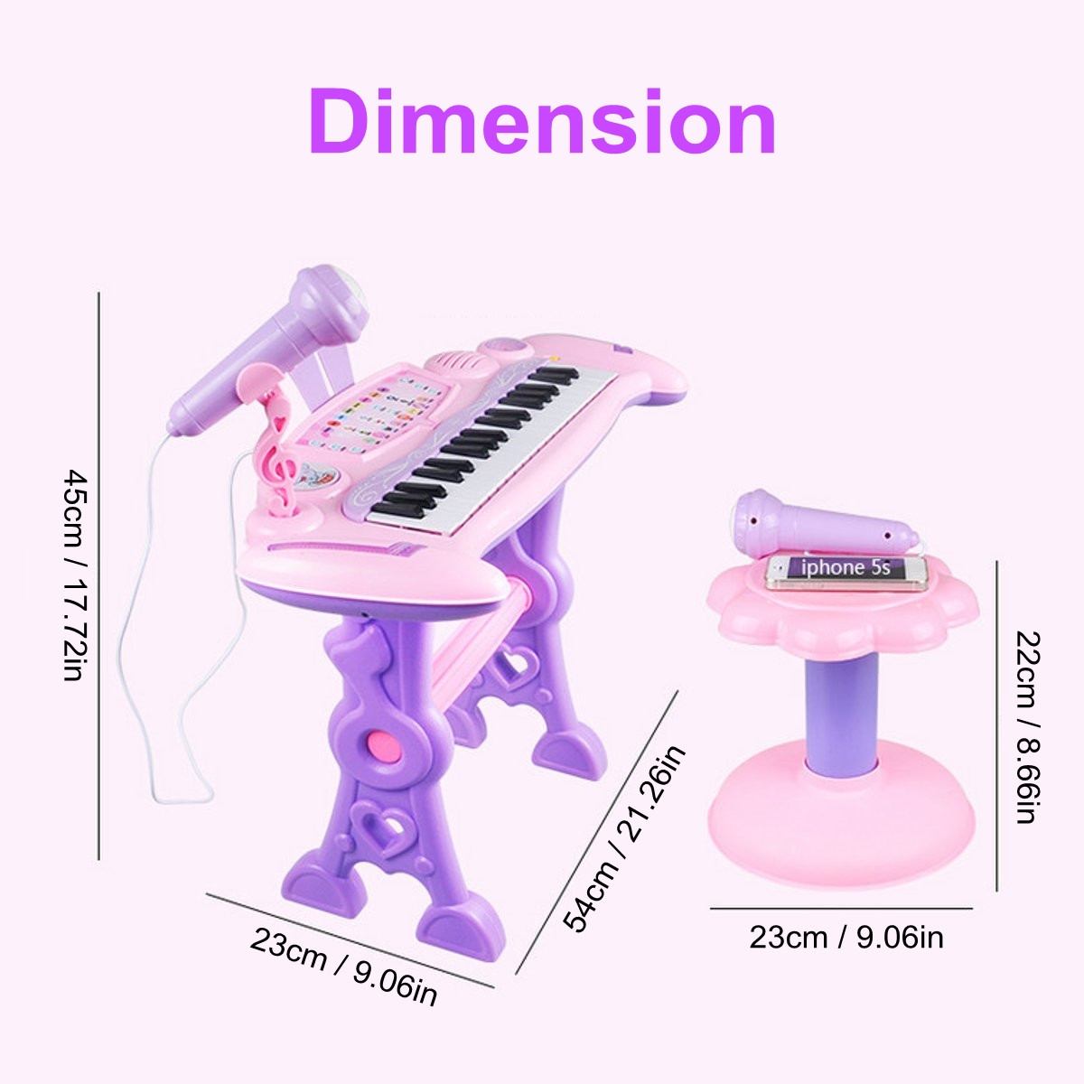 37 Key Electronic Keyboard Kids Mini Grand + Piano Stool Microphone Musical Toys