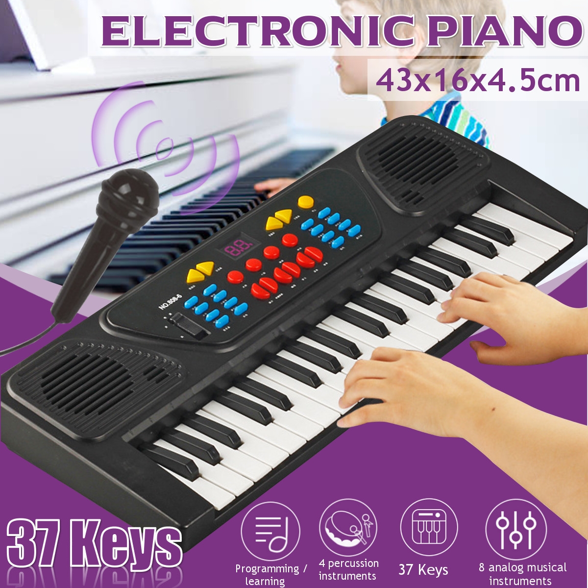 Kid's Electric Keyboard Digital Music Piano 37 Keys Instrument & Microphone Gift