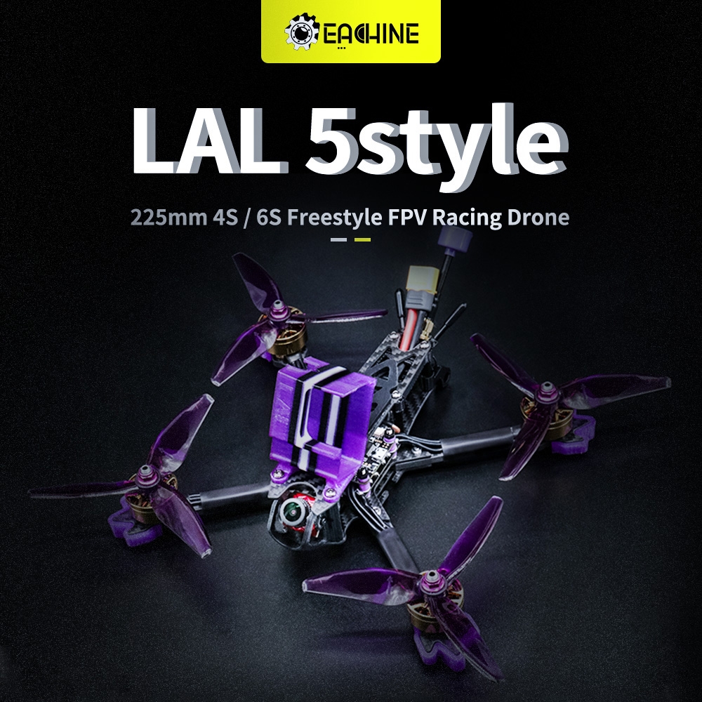 Eachine LAL 5style 220mm 6S Freestyle 5 Inch FPV Racing Drone PNP/BNF F4 Bluetooth FC Caddx Ratel 2307 1850KV Motor 50A Blheli_32 ESC
