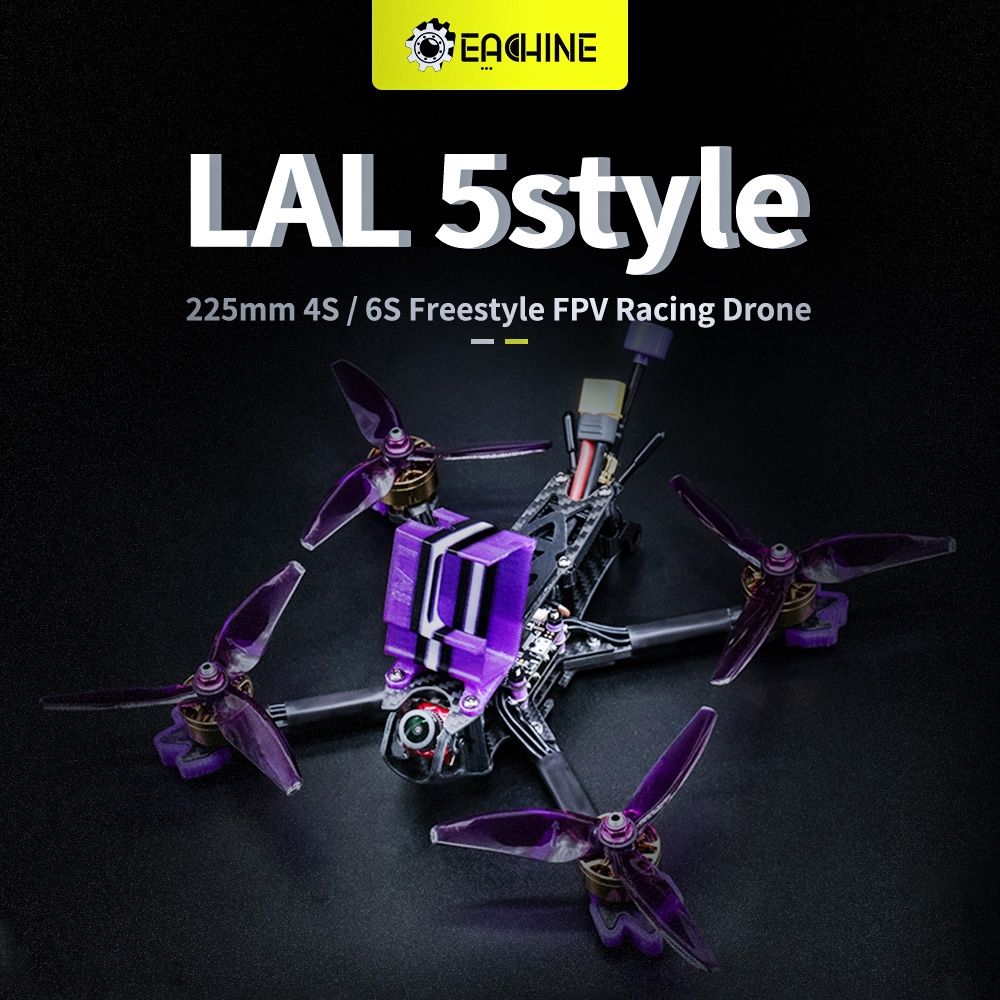 $160.65 for Eachine LAL 5style 220mm 4S Freestyle 5 Inch FPV Racing Drone PNP/BNF F4 Bluetooth FC Caddx Ratel 2307 2450KV Motor 50A Blheli_32 ESC