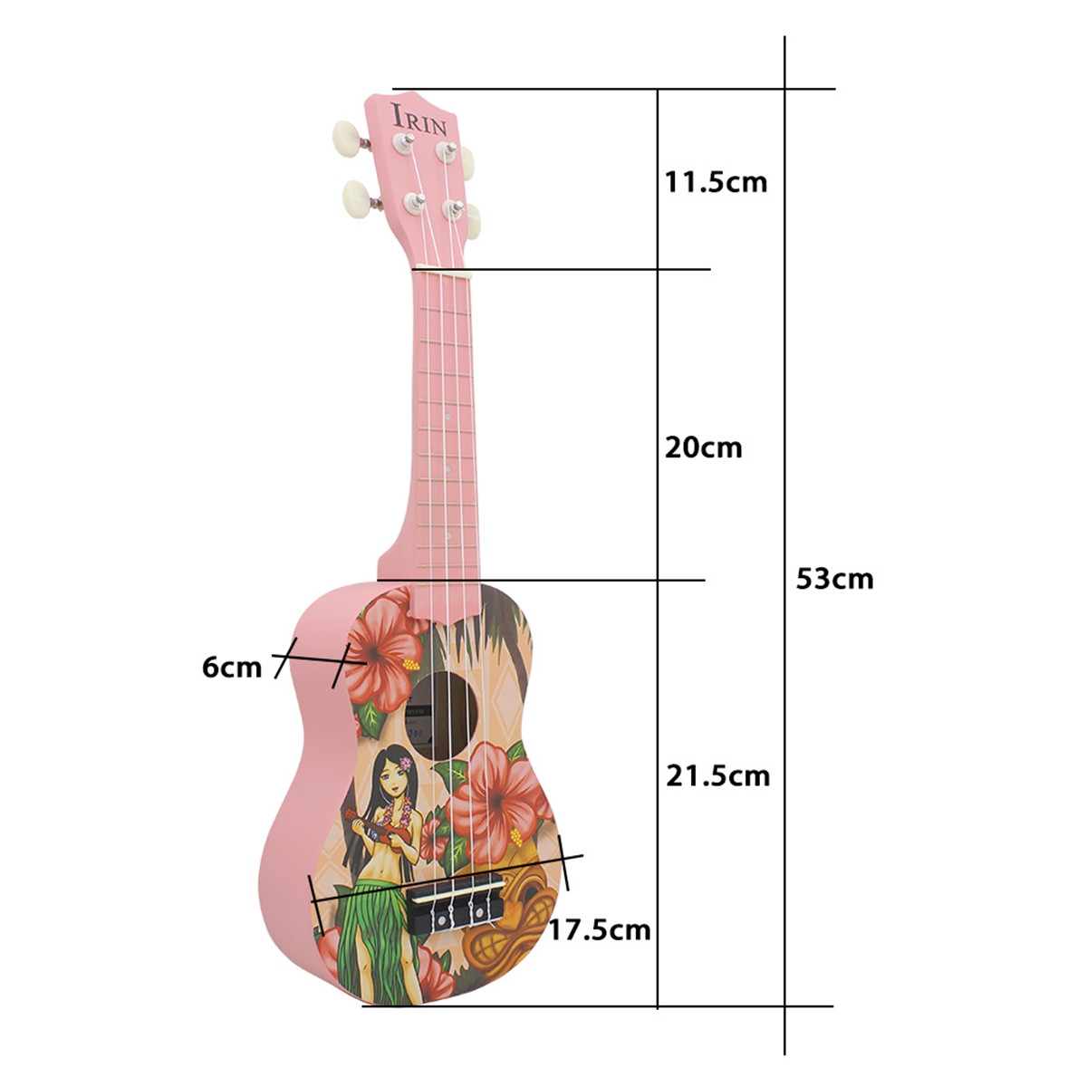 IRIN 21'' Pink Girl Mini Acoustic Guitar 4 String Ukulele Gift for Kids Beginners