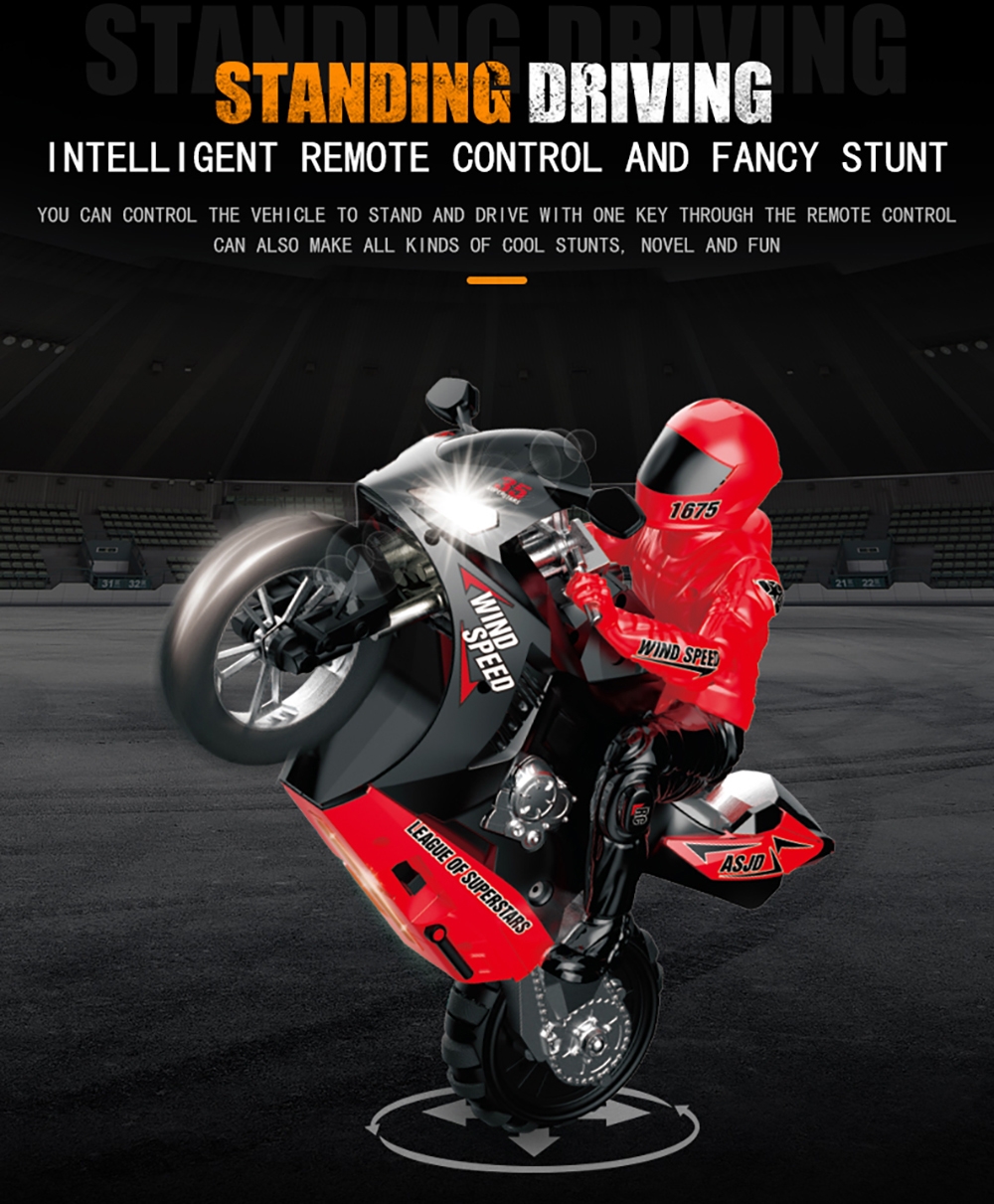 HC-801 2.4G 35CM RC Motorcycle Stunt Car Vehicle Models RTR High Speed 20km/h 210min Use Time