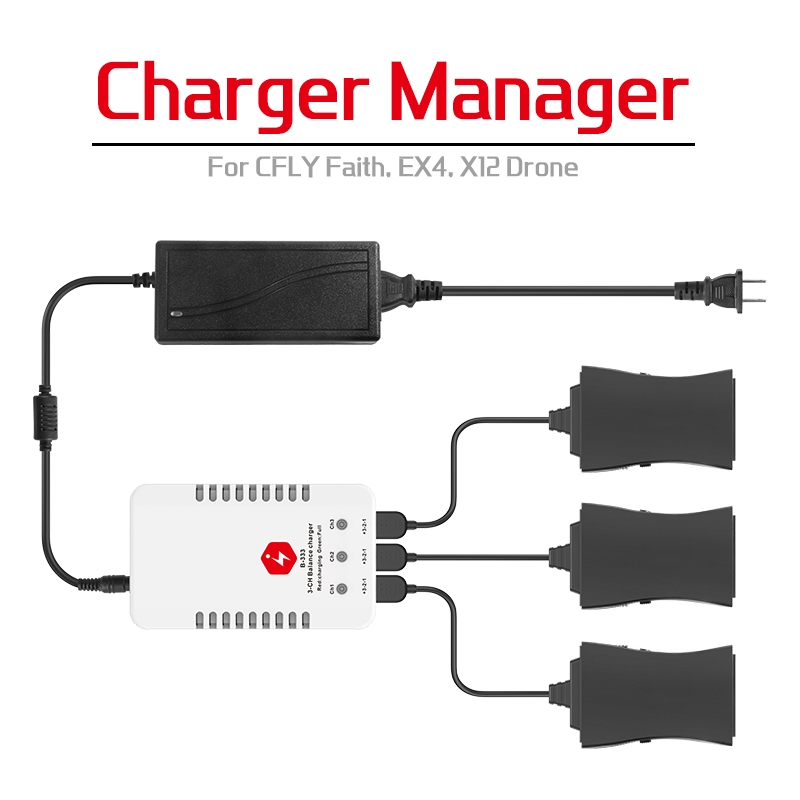 3-CH Balance Charger Charging Hub Intelligent Battery Charger for Eachine EX4/JJRC X12/CFLY Faith RC Quadcopter