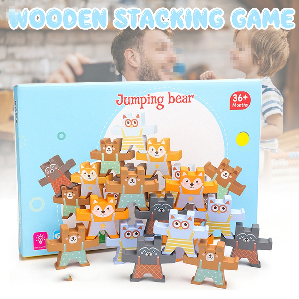 Wooden Stacking Games Toys Balancing Blocks Games Toddler Educational Toys