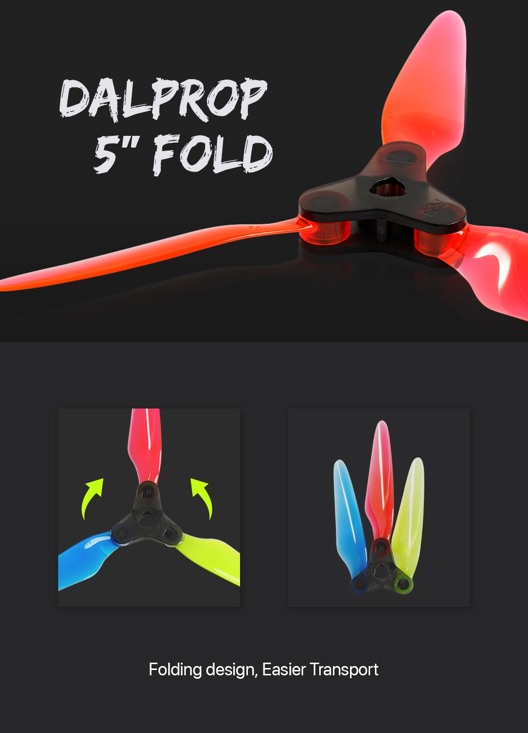 Dalprop Fold Series 5.1" Folding Propellers Smooth DIY FPV Prop Compatible POPO for FPV Racing RC Drone