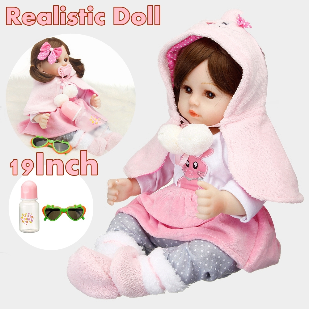 19 Inch Soft Silicone Acrylic Handmade Lifelike Cute Reborn Realistic Baby Doll Toy