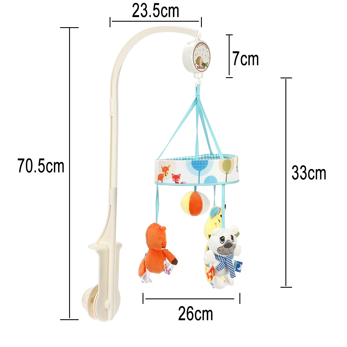 Baby Crib Mobile Bed Bell Holder Toy Arm Bracket Wind-up Music Box