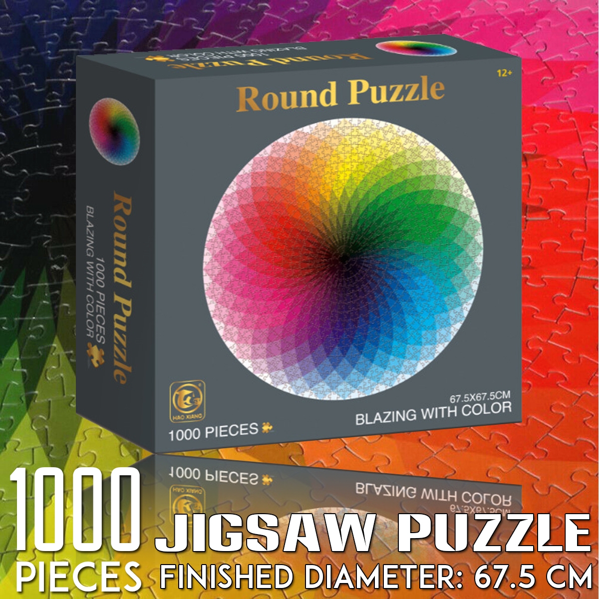 1000 Pieces Colorful Rainbow Round Jigsaw Puzzle Toy Educational Decompression Toy