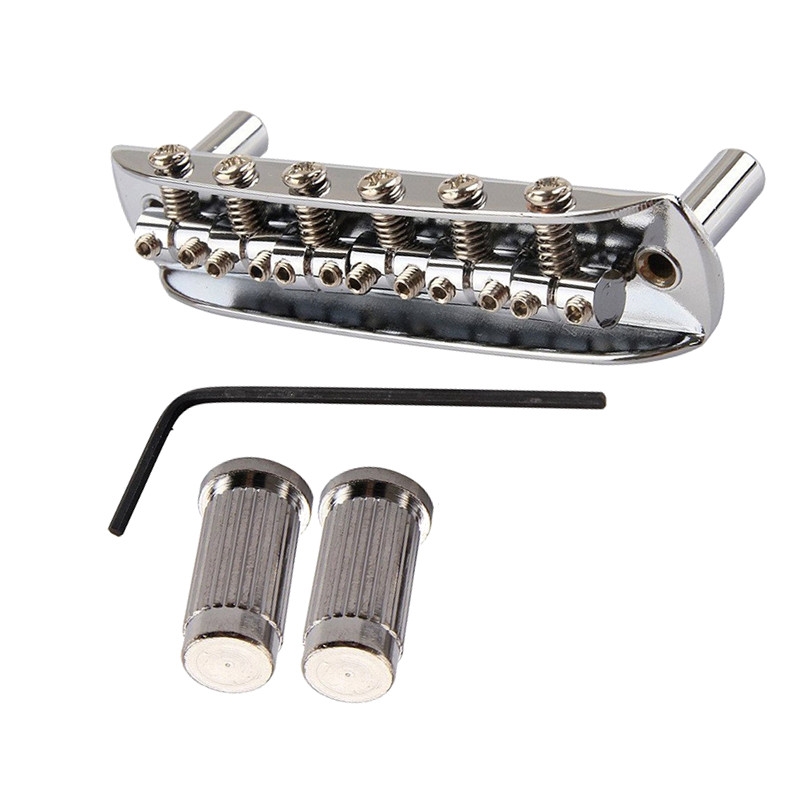 Tooyful Guitar Bridge Assembly With Wrench for Jazzmaster Mustang Style Musical Instrument Parts Chrome Electric Guitar Tremolo