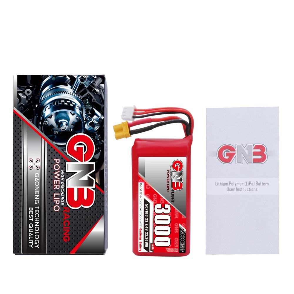 Gaoneng GNB 7.4V 3000mAh 5C 2S Lipo Battery XT30 Plug for Jumper T16 Transmitter