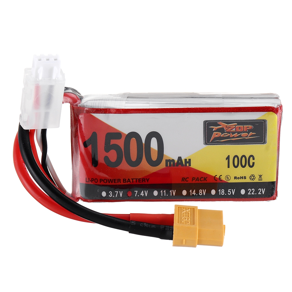 ZOP Power 7.4V 1500mAh 100C 2S Lipo Battery XT60 Plug for RC Racing Drone