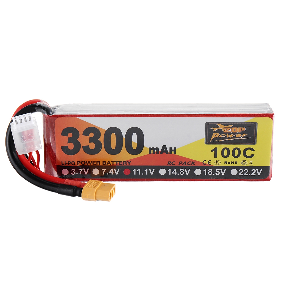 ZOP Power 11.1V 3300mAh 100C 3S Lipo Battery XT60 Plug for RC Racing Drone