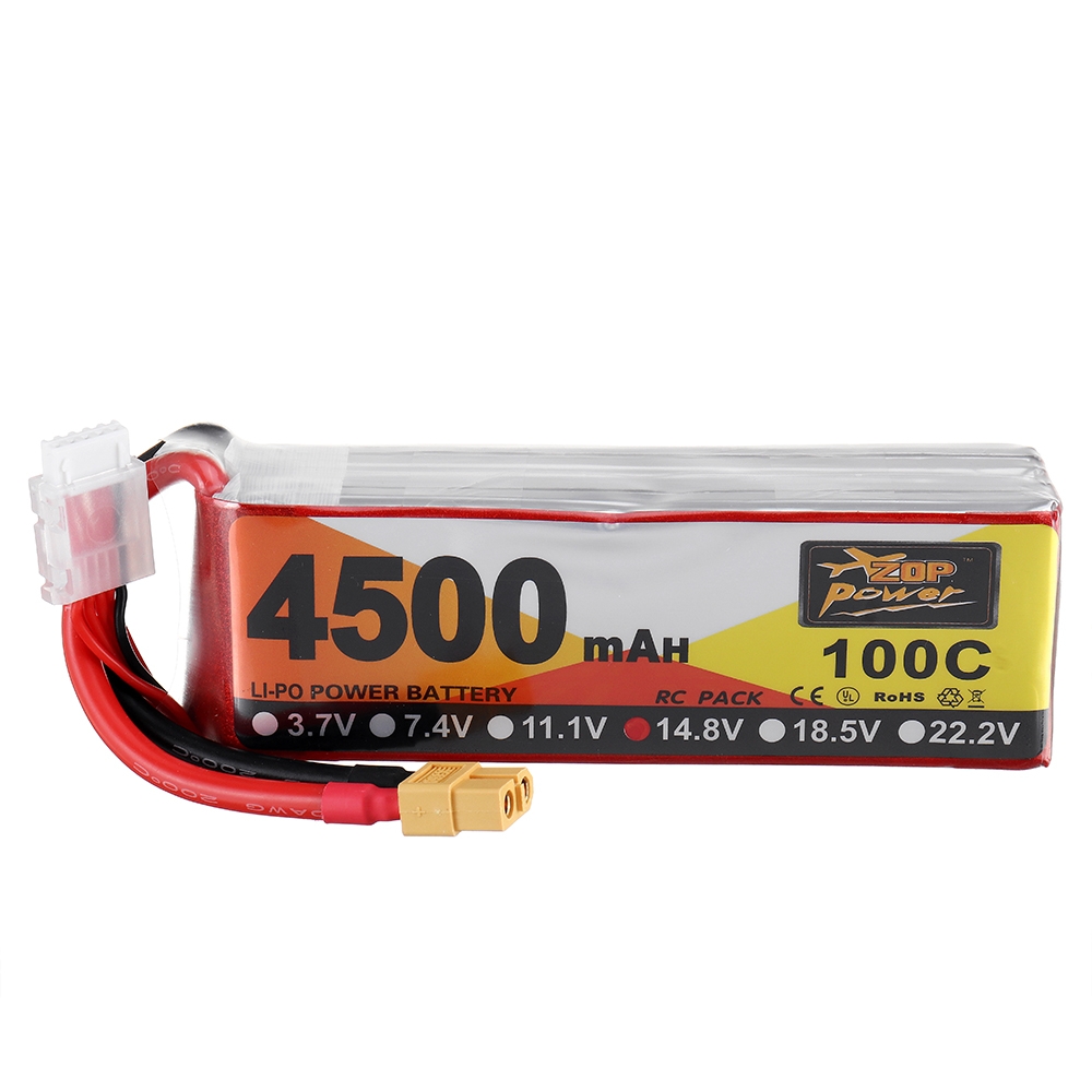 ZOP Power 14.8V 4500mAh 100C 4S Lipo Battery XT60 Plug for FPV RC Drone