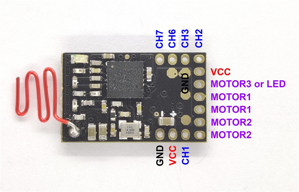 DasMikro Das87 FrSky Nano 7CH RC Receiver Integrated 2 Mixed Bi-directional ESC for Tank Type