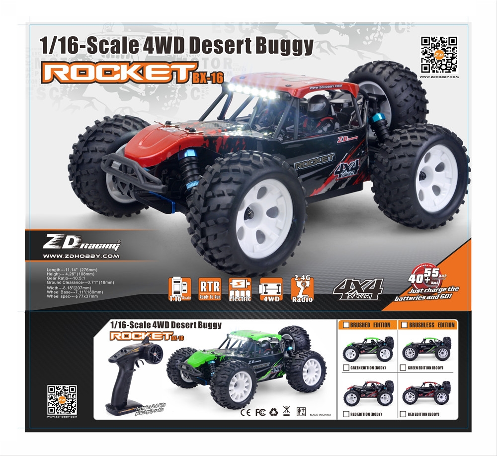 10% OFF For ZD Racing 1:16 Scale ROCKET DTK16 Brushless 4WD Desert Truck RC Car RC Vehicles RC Model 45KM/h