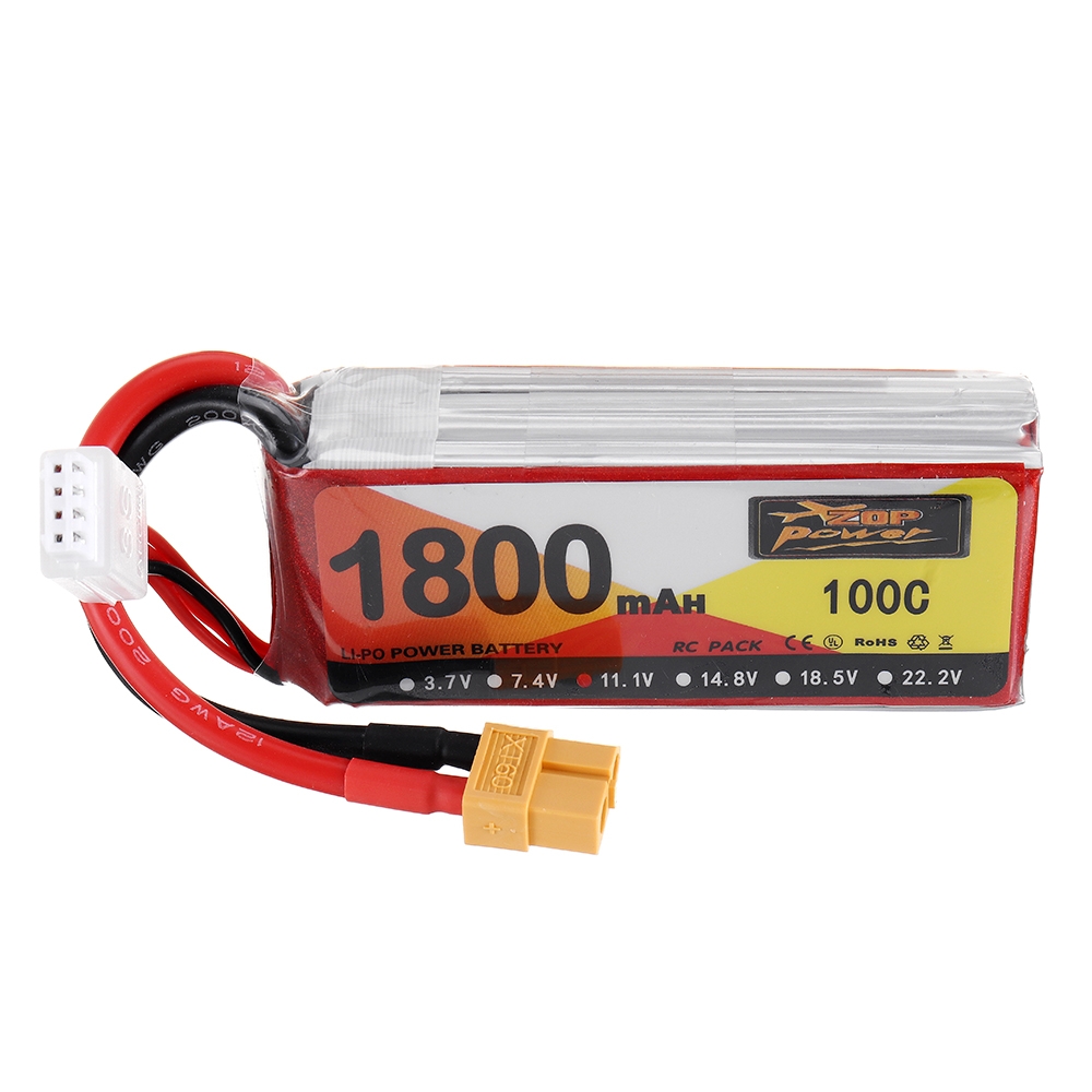 ZOP Power 11.1V 1800mAh 100C 3S Lipo Battery XT60 Plug for FPV RC Drone