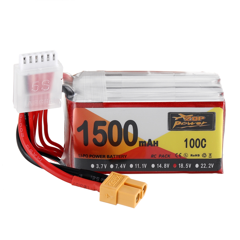 ZOP Power 18.5V 1500mAh 100C 5S Lipo Battery XT60 Plug for RC Racing Drone