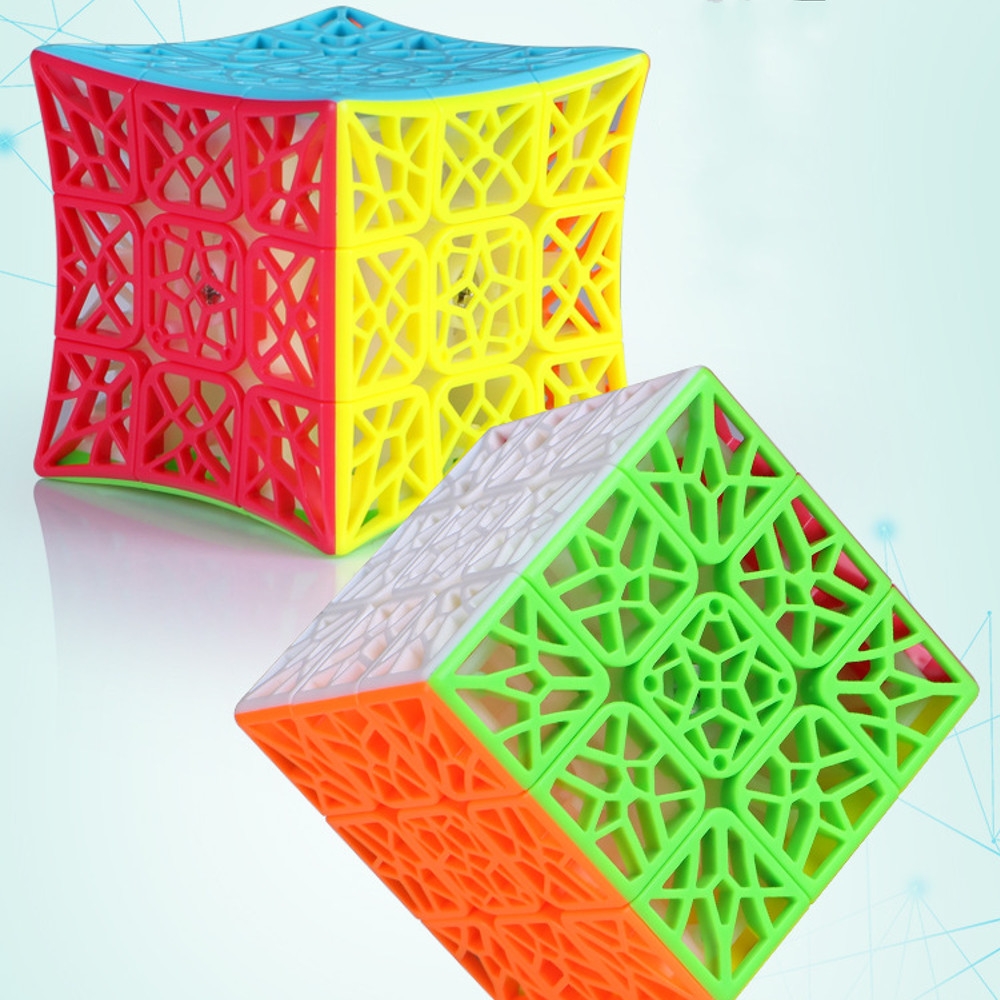 QY DNA Flat Or Concave Third-Order Magic Cube Unique Creative Puzzle Hollow Children's Magic Cube Toys