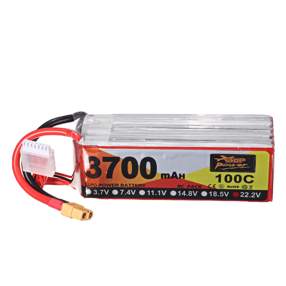 ZOP Power 22.2V 3700mAh 100C 6S Lipo Battery XT60 Plug for for FPV RC Drone