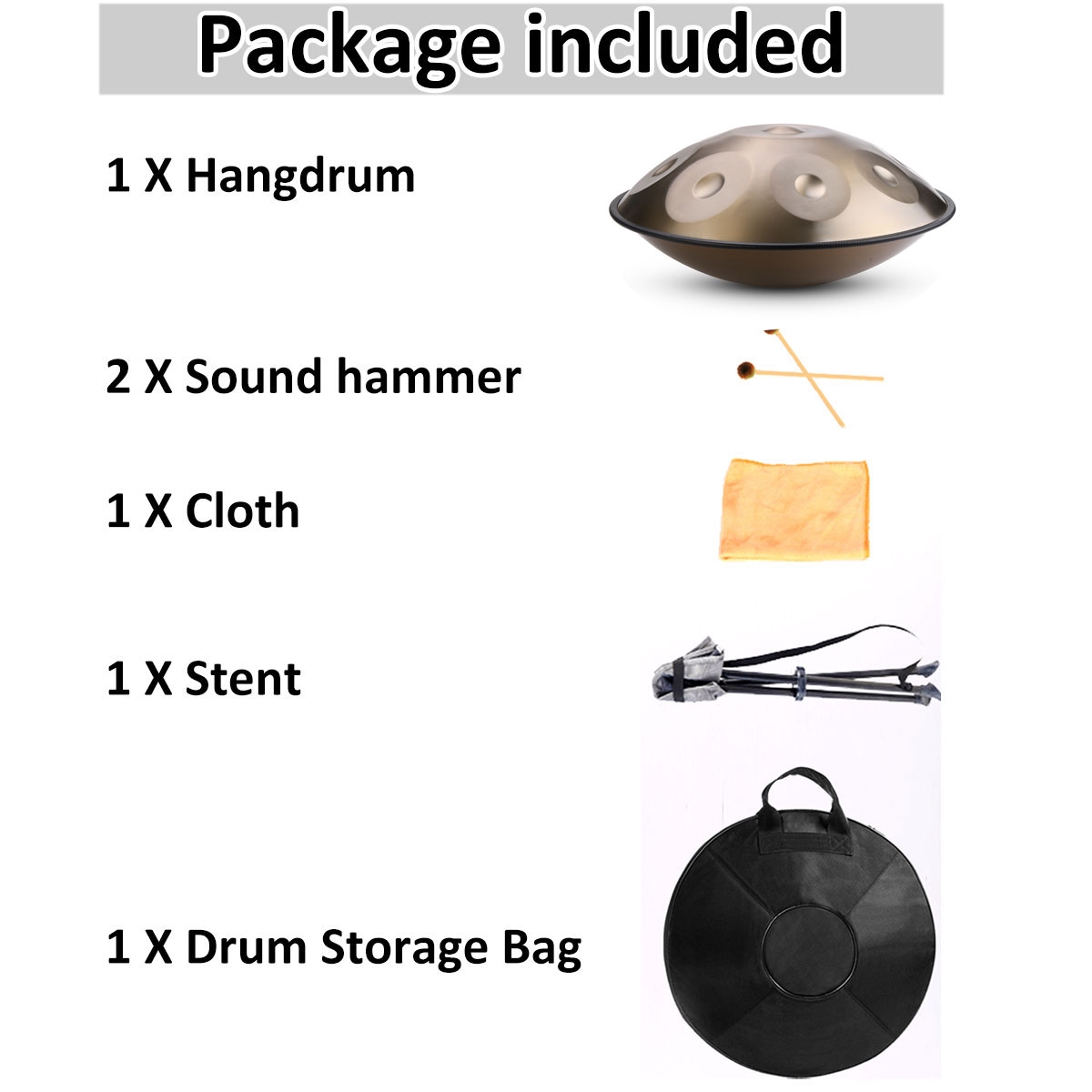 22" 10 Notes Professional Hand Drum Handmade Alloy Drum Steel Tongue Drum