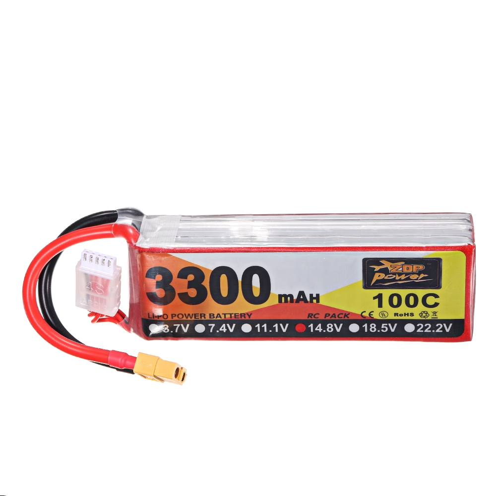 ZOP Power 14.8V 3300mAh 100C 4S Lipo Battery XT60 Plug for RC Helicopter Boat