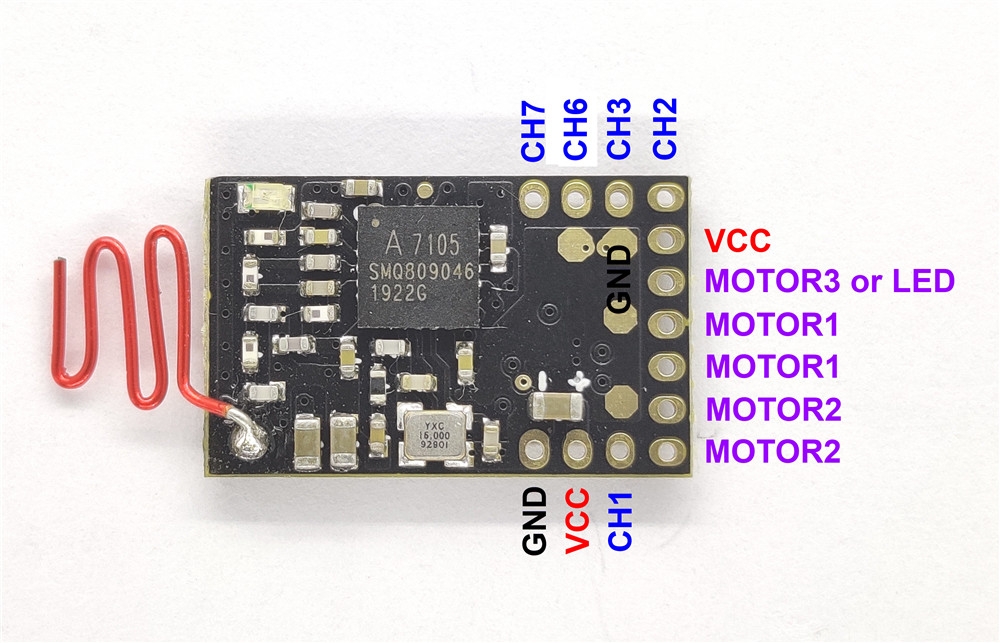 DasMikro Das87 FLYSKY Nano 7CH Receiver Integrated 2 Mixed Bi-directional ESC for Tank Type