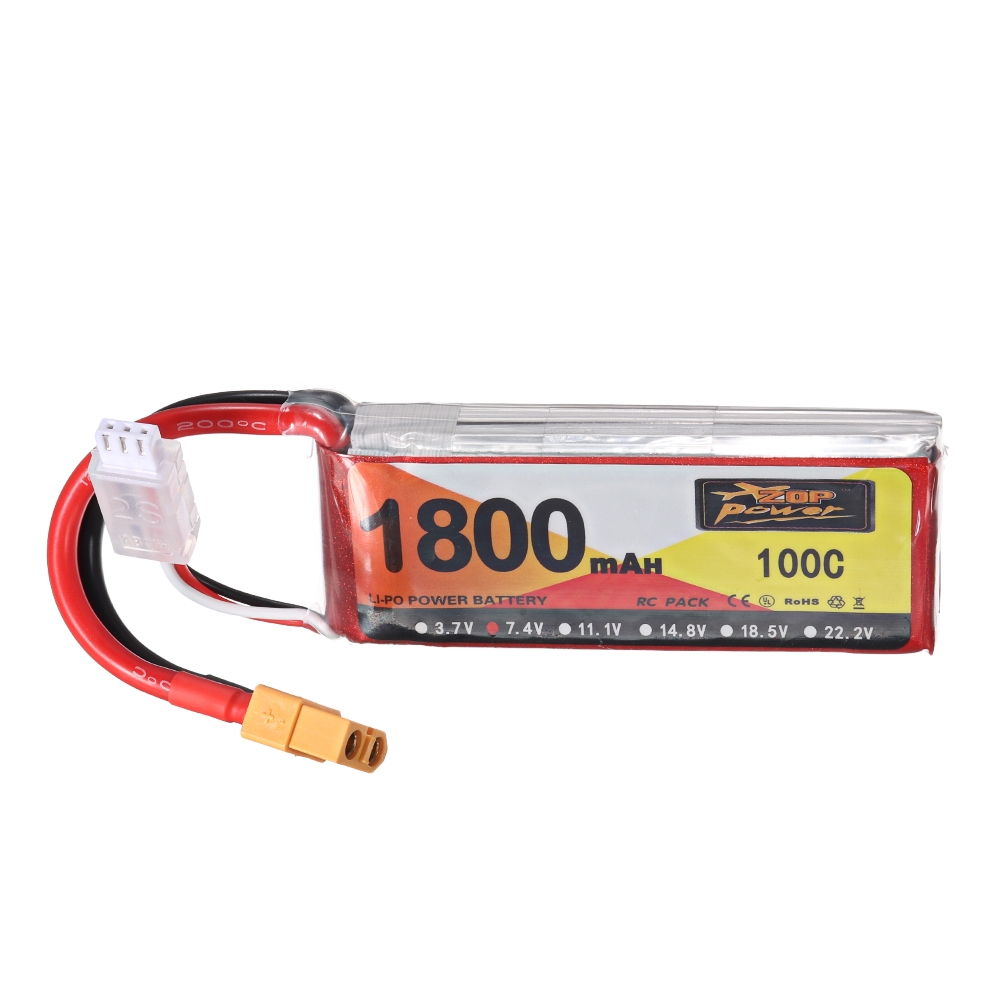 ZOP Power 7.4V 1800mAh 100C 2S Lipo Battery XT60 Plug for RC Racing Drone