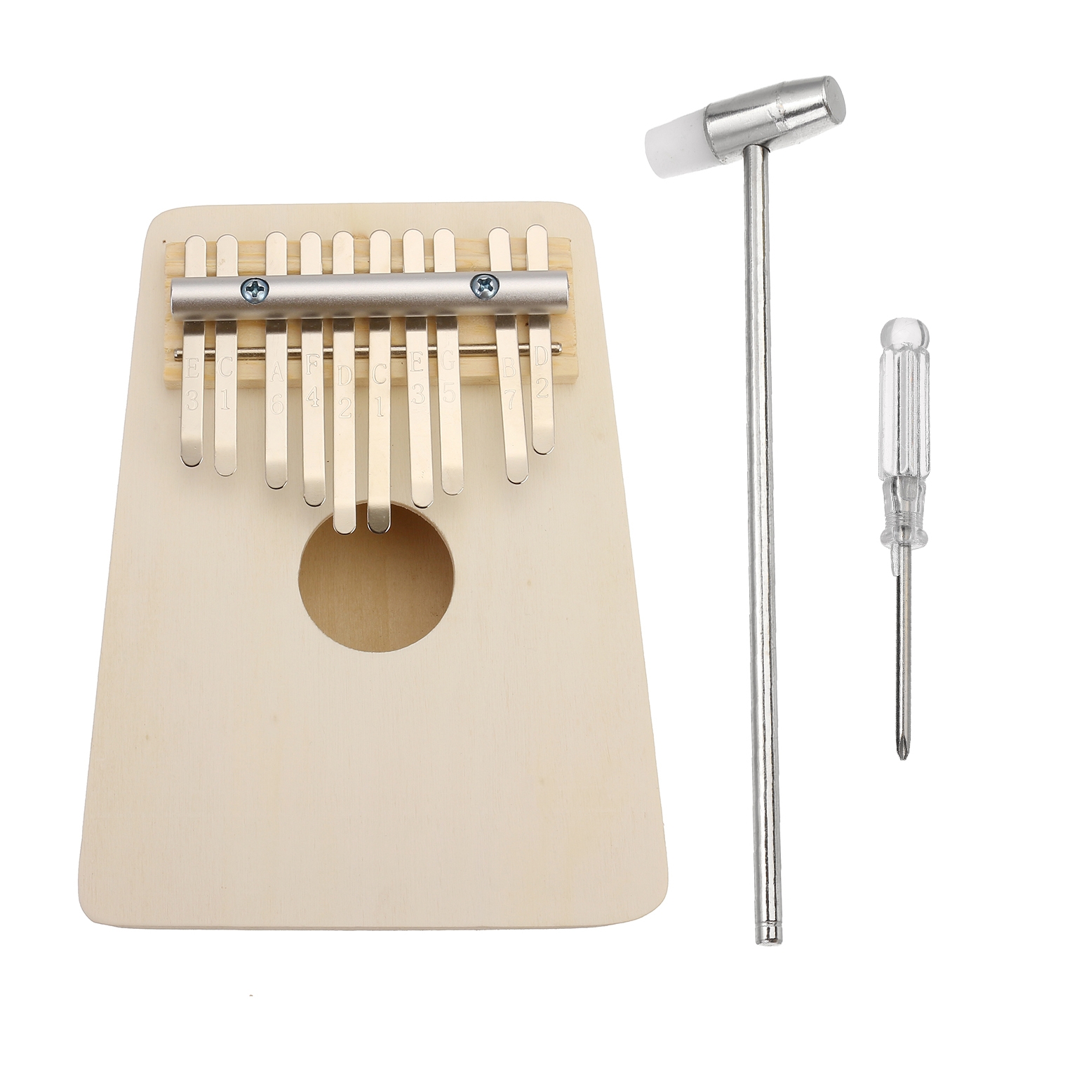 10 Keys Kalimba Wood Thumb Piano Finger Keyboard Musical Instrument w/Tuning Hammer
