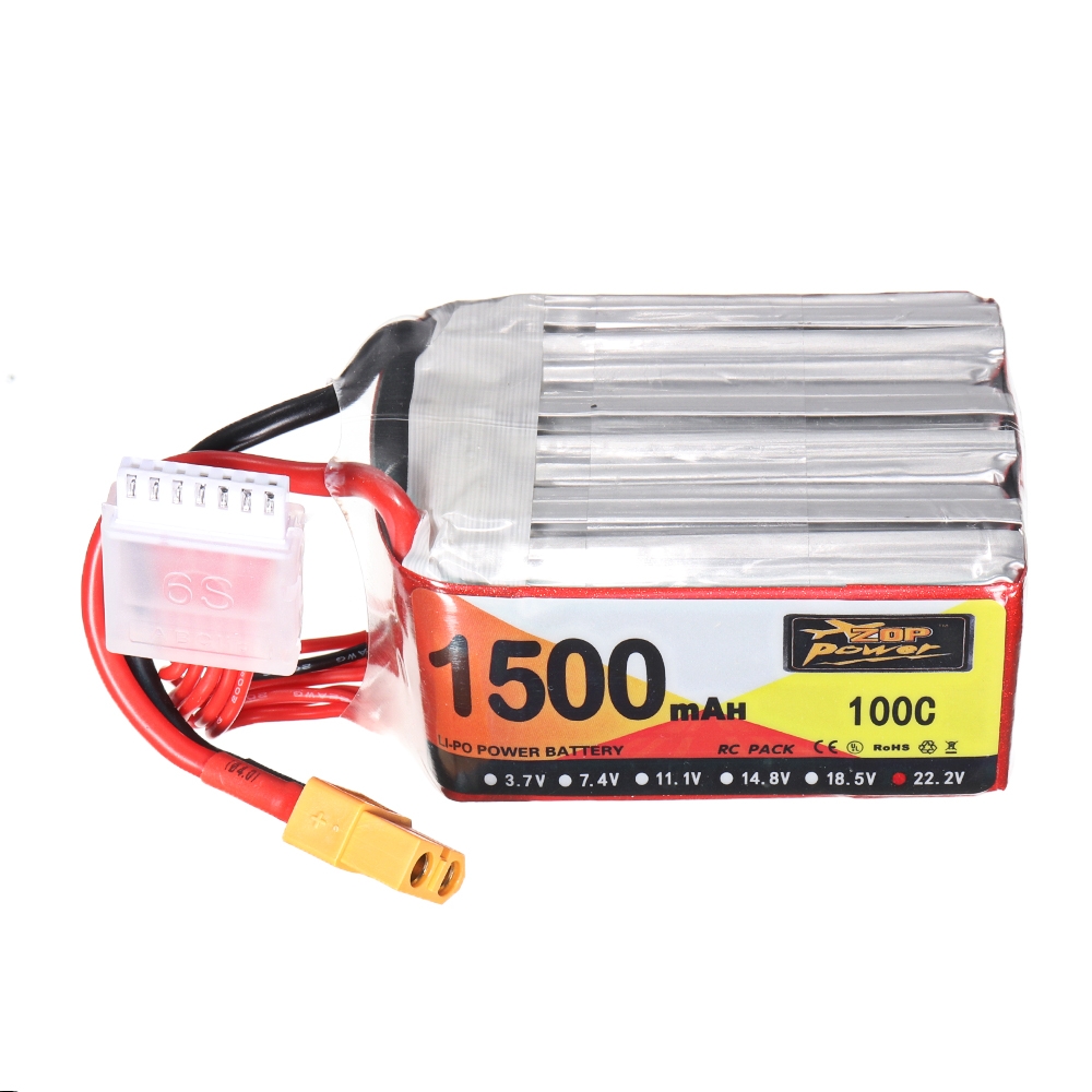 ZOP Power 22.2V 1500mAh 100C 6S Lipo Battery XT60 Plug for RC Racing Drone