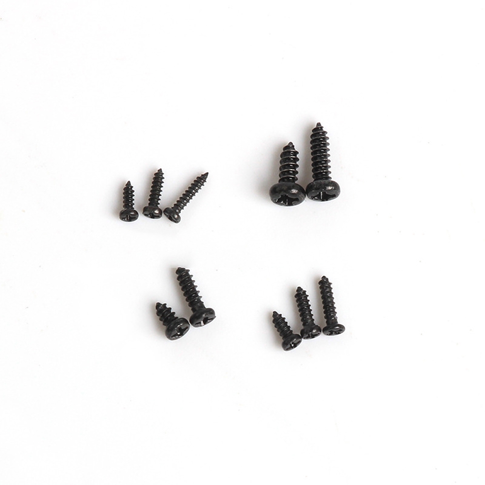 1000pcs Black Zinc Plated Round Head Self Tapping Screw Kit M1 M1.2 M1.4 M1.7 for RC Airplane Fixed-wing