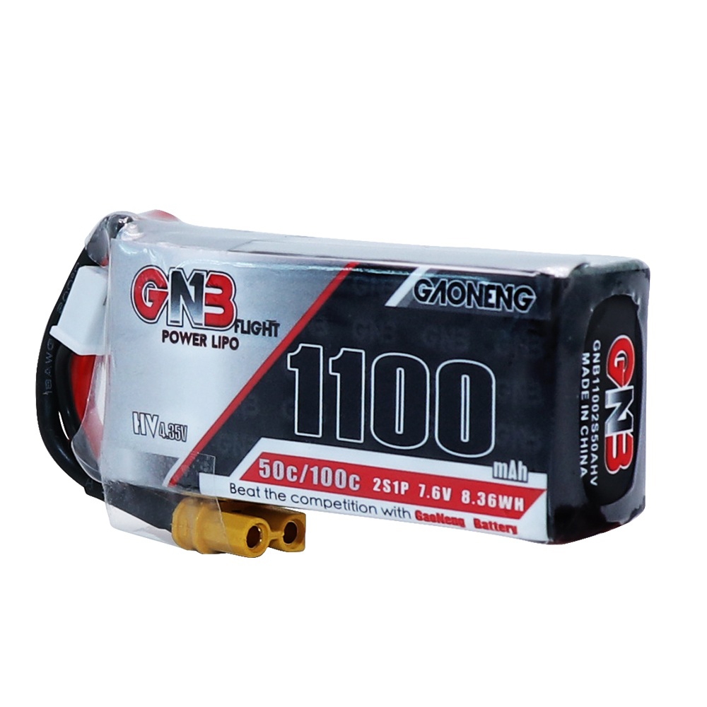 Gaoneng GNB 7.6V 1100mAh 50C 2S Lipo Battery XT30 Plug for RC Racing Drone