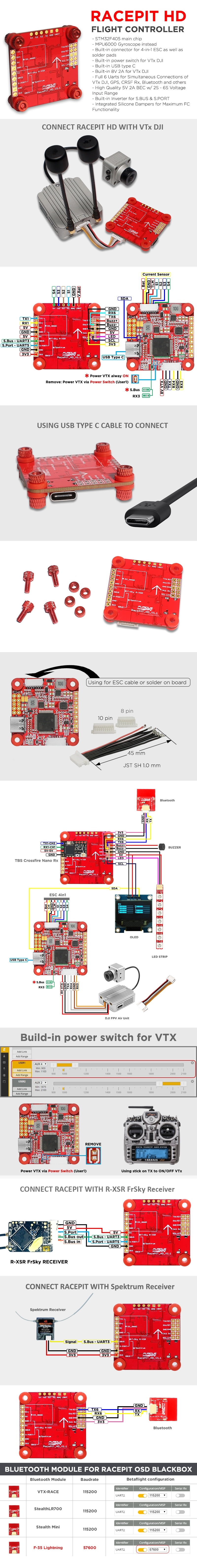 30.5*30.5mm FuriousFPV RACEPIT HD F405 MPU6000 Flight Controller Compatible with DJI Air Unit