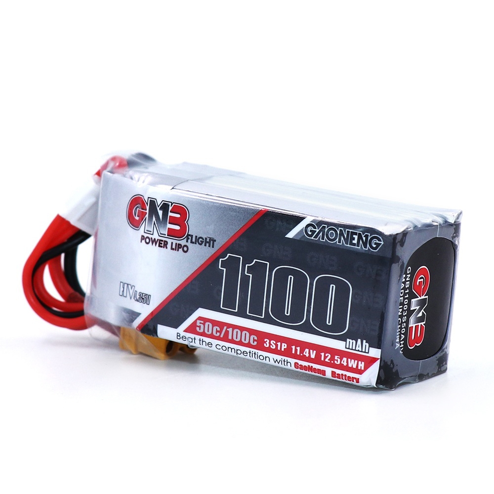 Gaoneng GNB 11.4V 1100mAh 50C 3S Lipo Battery XT30 Plug for RC Racing Drone