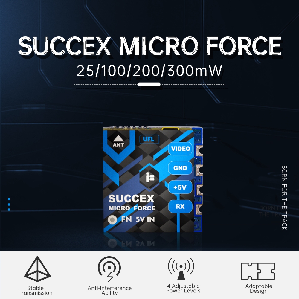 $5 OFF for iFlight SucceX Micro Force VTX PIT/25/100/200mW/300mW Adjustable 5.8Ghz 48CH Mini FPV Transmitter 20x20mm/16mm/25mm for RC Racing Drone