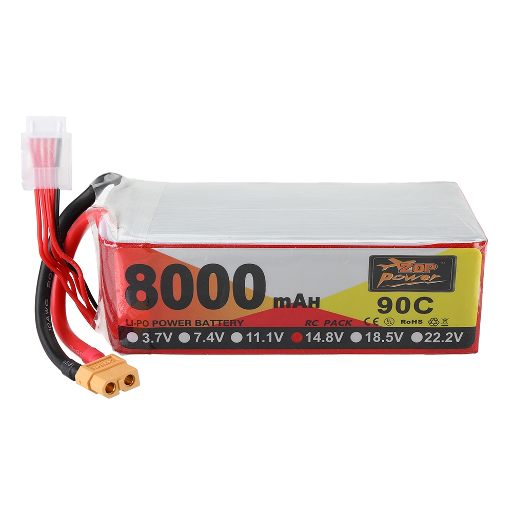 ZOP Power 14.8V 8000mAh 90C 4S Lipo Battery XT60 Plug for RC Racing Drone