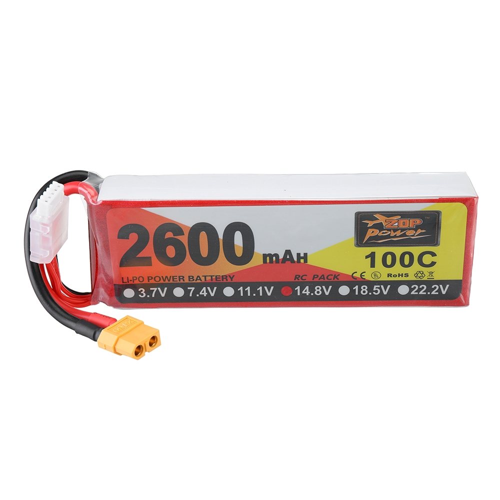 ZOP Power 14.8V 2600mAh 100C 4S Lipo Battery XT60 Plug for RC Racing Drone