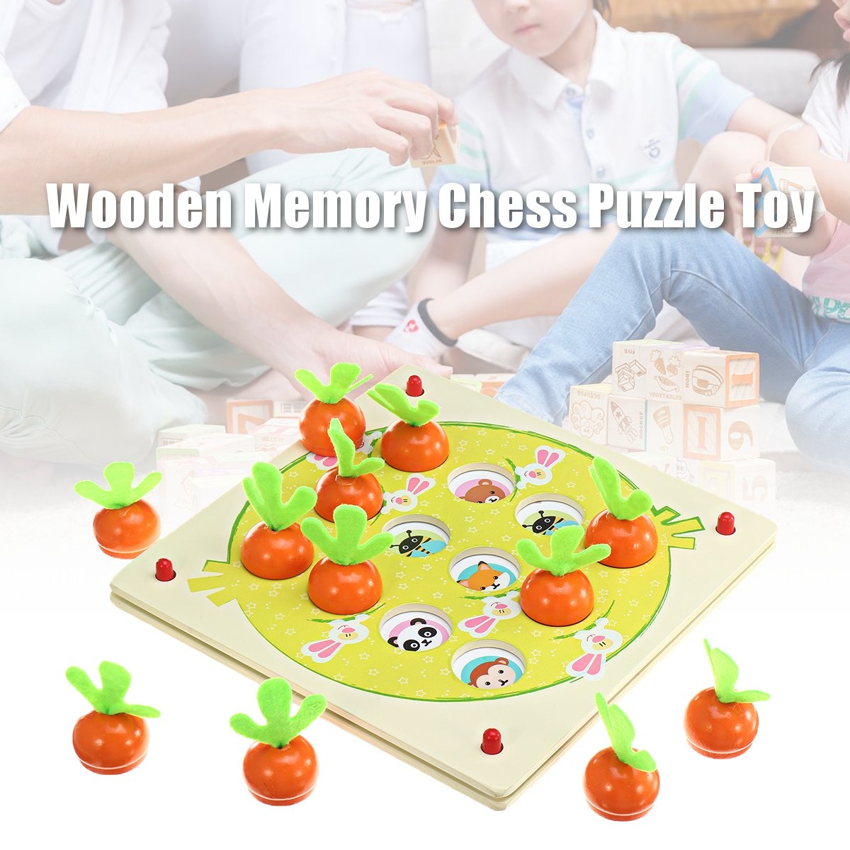 Wooden Pull Out Carrot Memory Chess Puzzle Intelligence Parent-child Interaction Board Game Toys