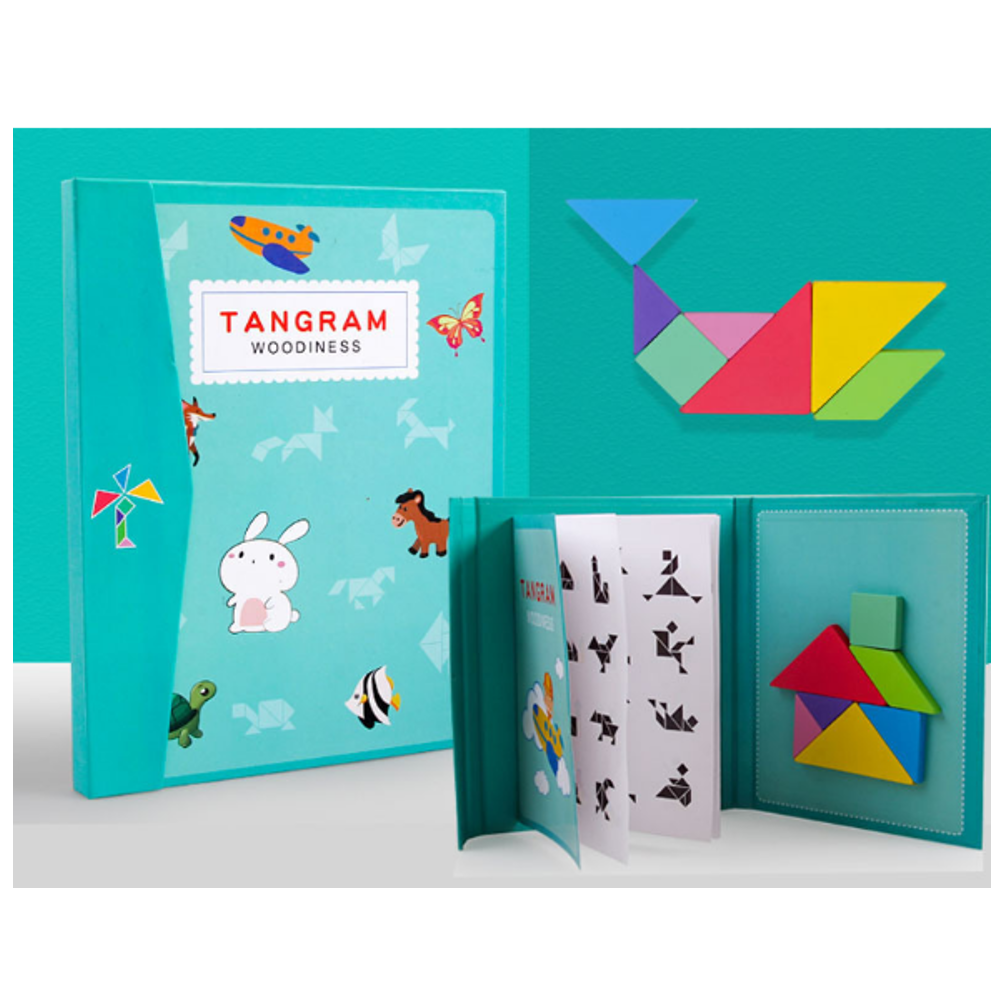Colorful Wooden Magnetic Tangram Puzzle Early Childhood Education Puzzle Indoor Toys