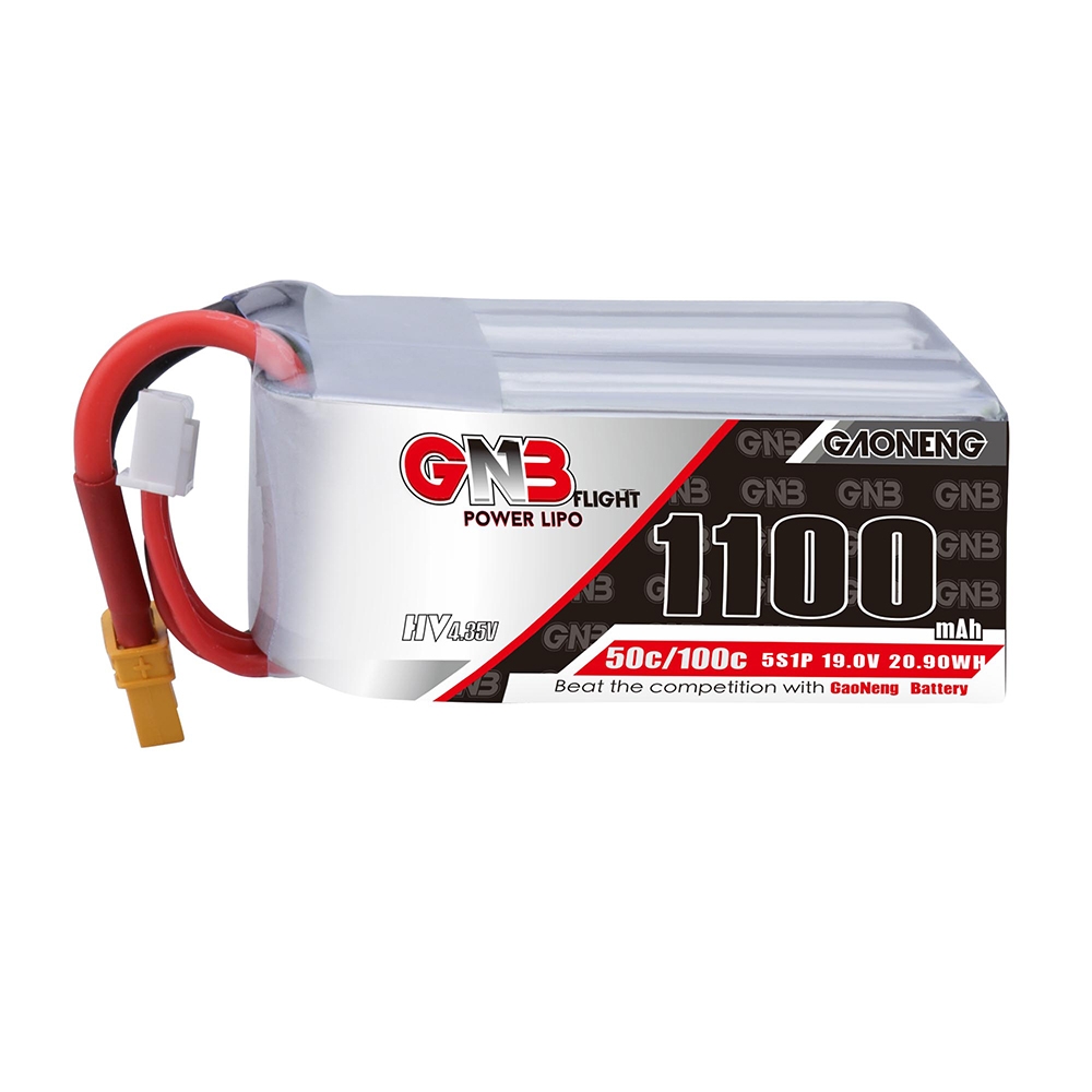 Gaoneng GNB 19V 1100mAh 50C 5S HV Lipo Battery XT30/XT60 Plug for RC Racing Drone