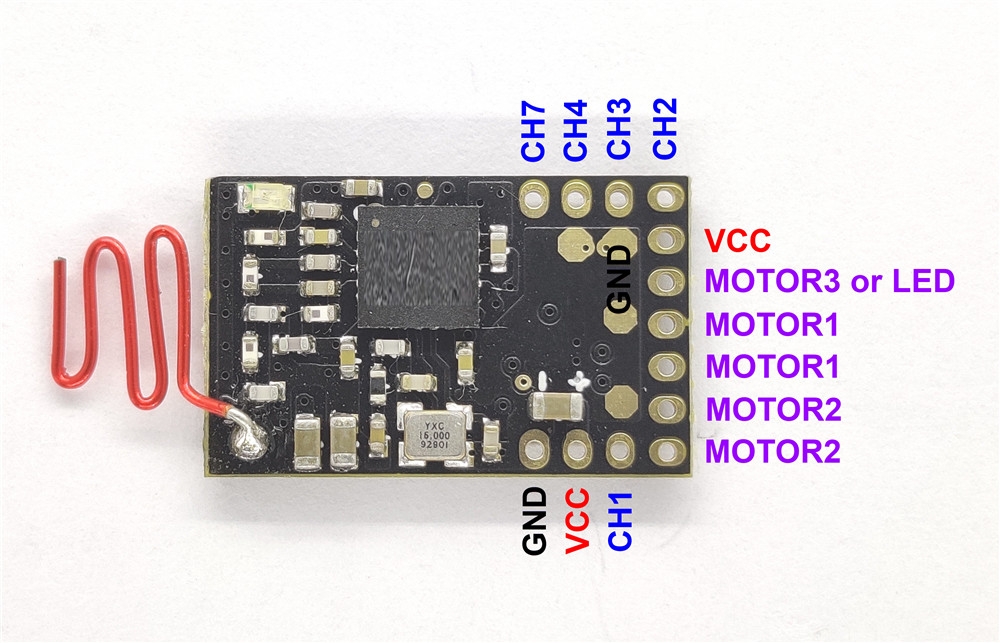 DasMikro Das87 FrSky Nano 7CH RC Receiver Integrated 2 Seperated Bi-directional ESC for Car Truck