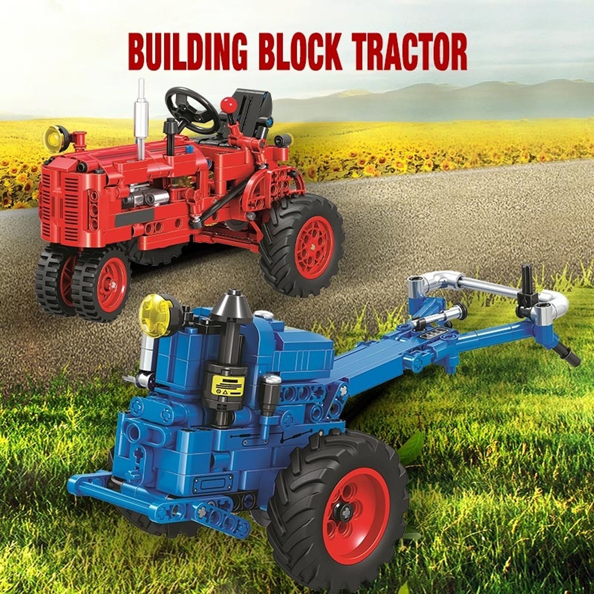 Classic Walking Tractor Car Model DIY Assembly Building Blocks Toys for Children Educational