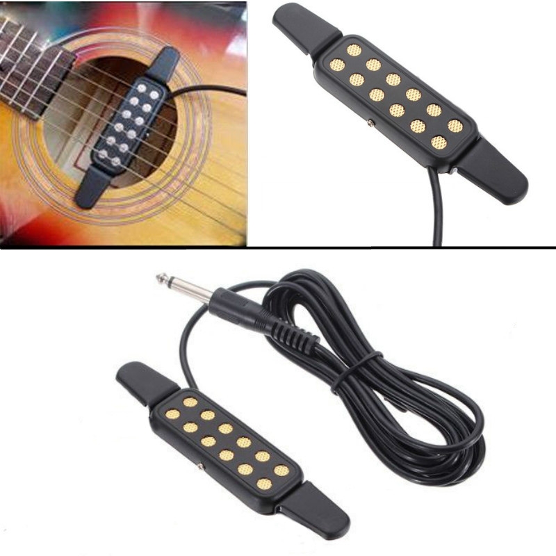 Adjustable Volume 12 Hole Sound Pickup Microphone Wire Amplifier Speaker for Acoustic Guitar With Connection Wire Guitar Parts