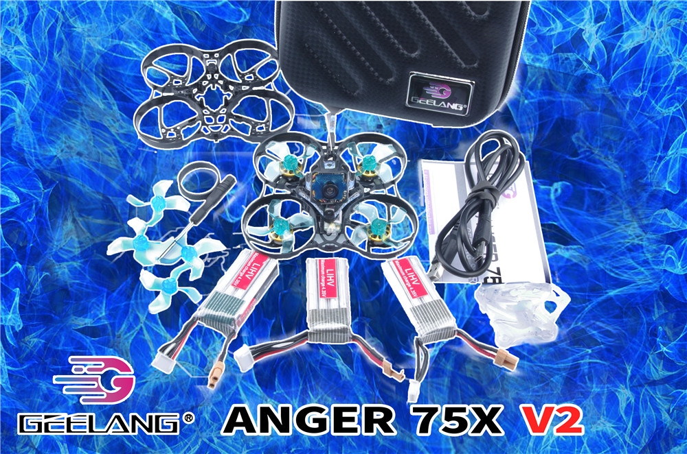 12% off for GEELANG ANGER 75X V2 5.8G Whoop 3-4S 75mm FPV Racing Drone BNF/PNP SI-F4FC GL950PRO GL1202 6900KV Motor