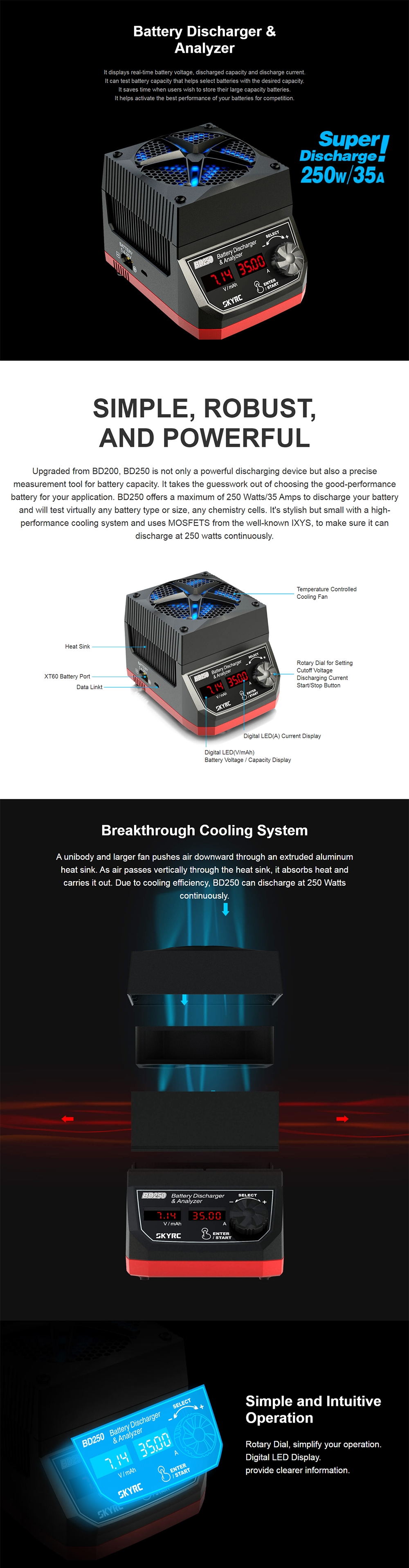 SKYRC BD250 250W 35A LiPo/LiHV/NiMH Battery Discharger & Analyzer