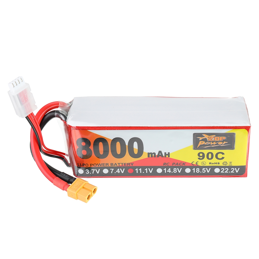 ZOP Power 11.1V 8000mAh 90C 3S Lipo Battery XT60 Plug for RC Racing Drone