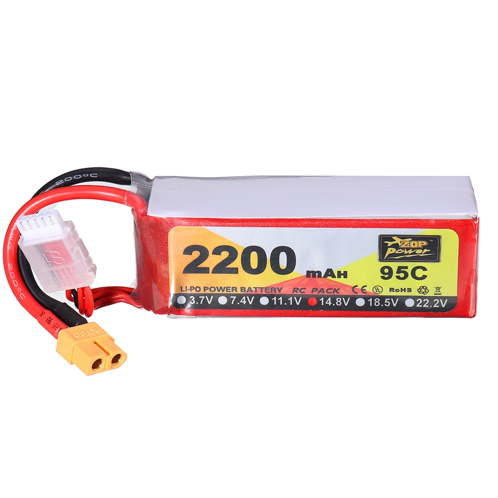 ZOP Power 14.8V 2200mAh 95C 4S Lipo Battery XT60 Plug for RC Racing Drone
