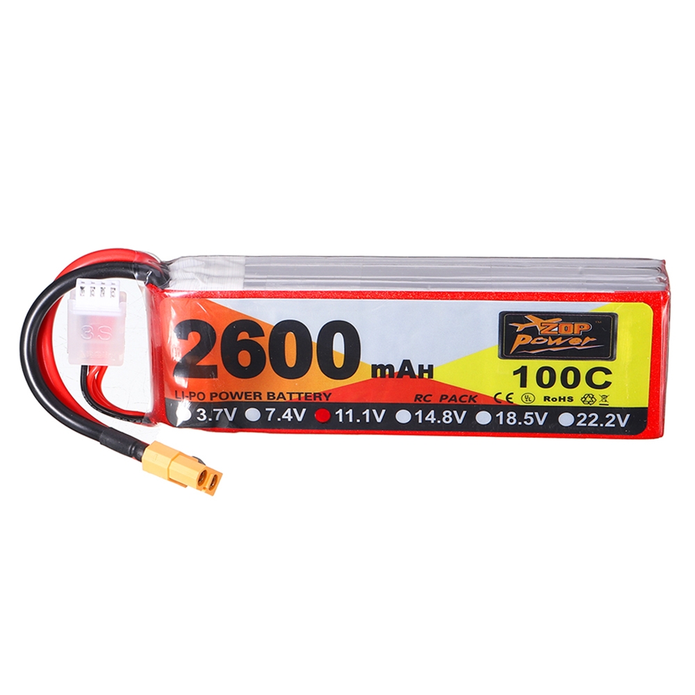 ZOP Power 11.1V 2600mAh 100C 3S lipo battery XT60 Plug for RC Racing Drone