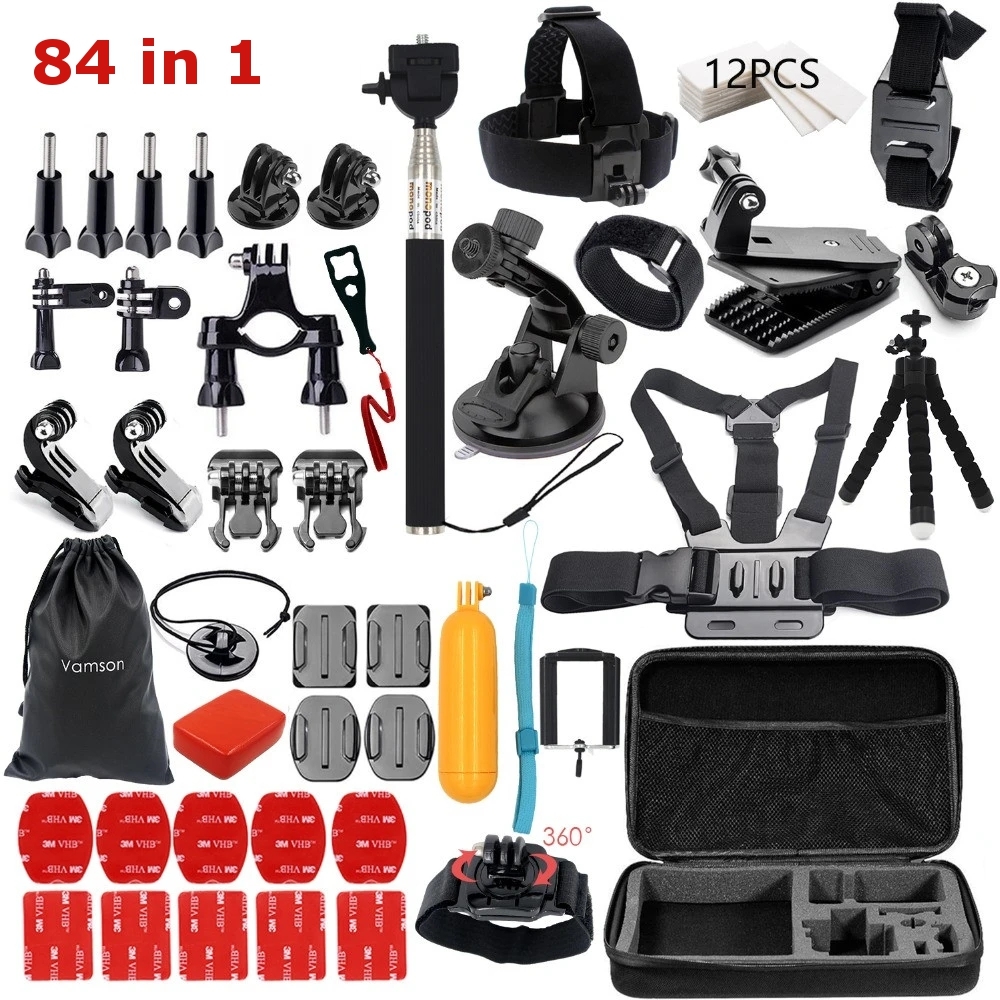 84 in 1 Action Camera Accessories Combo for GoPro SJCAM OSMO YI Sport Cameras
