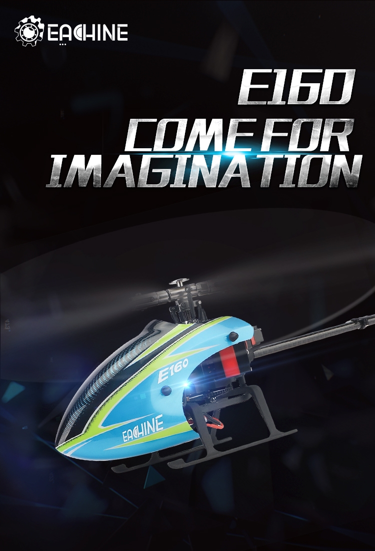 Eachine E160 6CH Brushless 3D6G System Flybarless RC Helicopter RTF Compatible with FUTABA S-FHSS